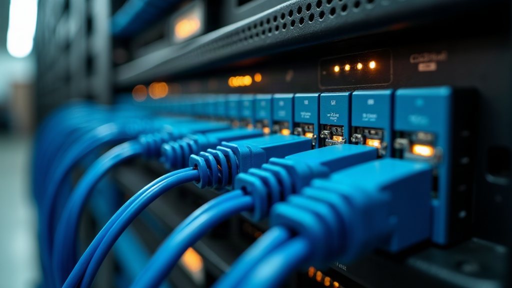 Netzwerkkabel in einem Serverschrank